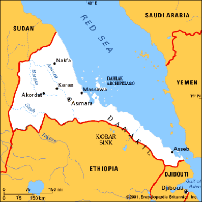 Kaart Eritrea