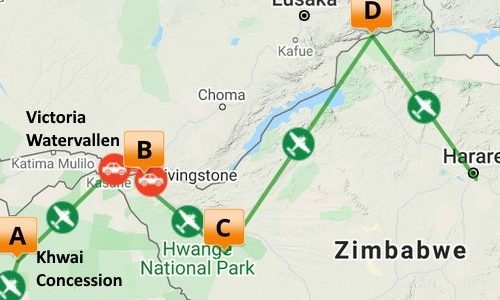 Comfortabel langs de lodges van Botswana, Zambia en Zimbabwe (14 dagen)